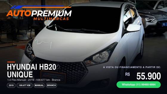 HYUNDAI HB20 1.0 UNIQUE 12V FLEX 4P MANUAL